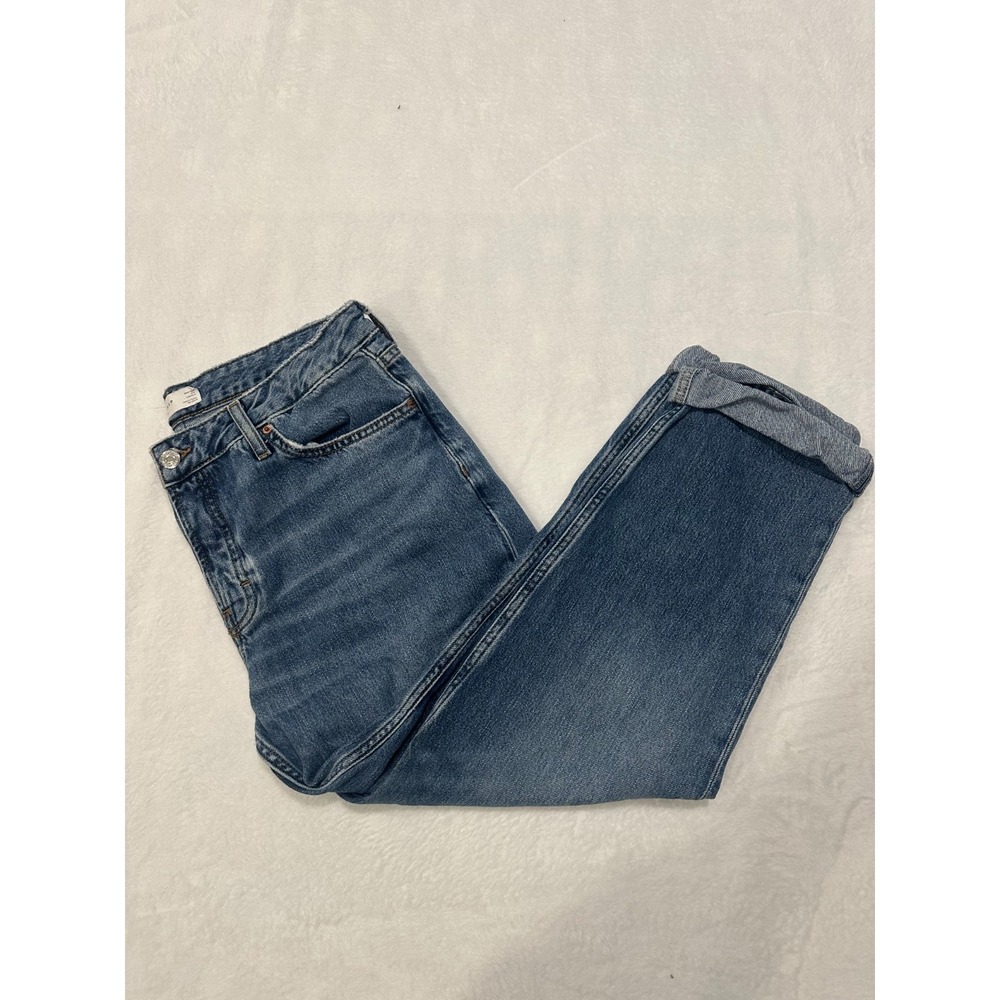 Topshop Hayden Women's Blue Denim Jeans Size W30 L32 Straight Leg Cuffed